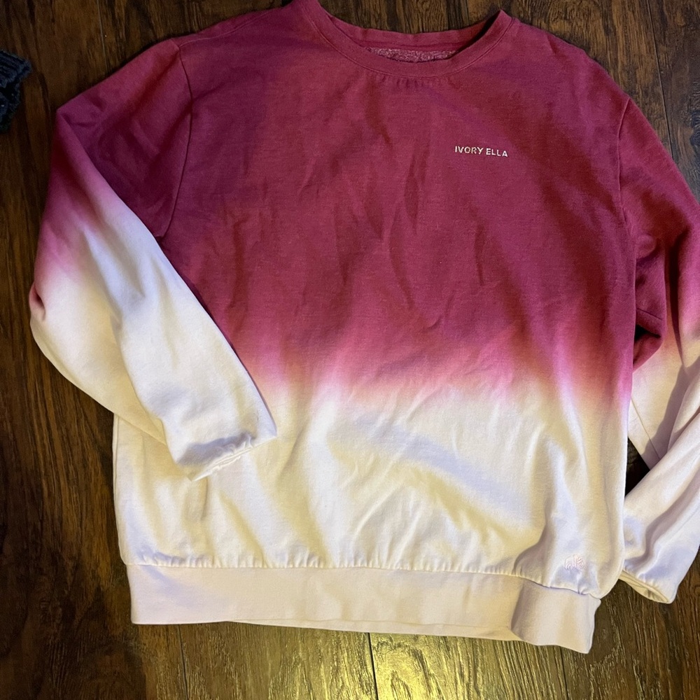 Ivory Ella Pink and White Crew Neck Sweater